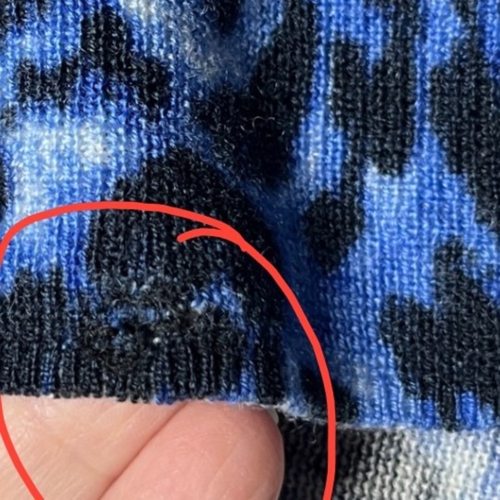 Merino Wool Leopard Cardigan Talbots Blue Black Animal‎ Print Classic Women L - Picture 12 of 13